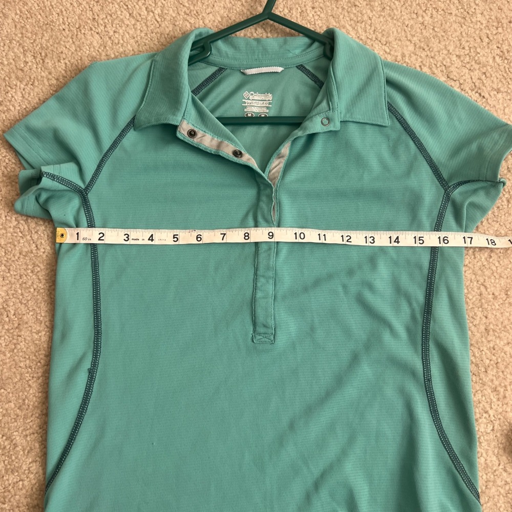 Columbia Titanium Omni-Shade Polo Shirt Womens Medium Teal Green Short Sleeve - Picture 8 of 11